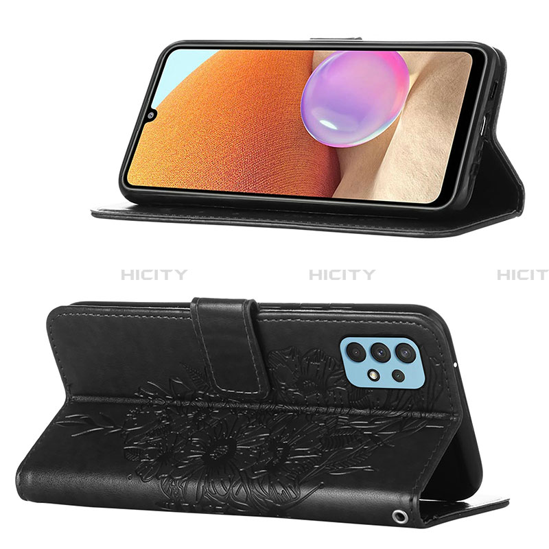 Handytasche Stand Schutzhülle Flip Leder Hülle Schmetterling Y01B für Samsung Galaxy A32 4G groß