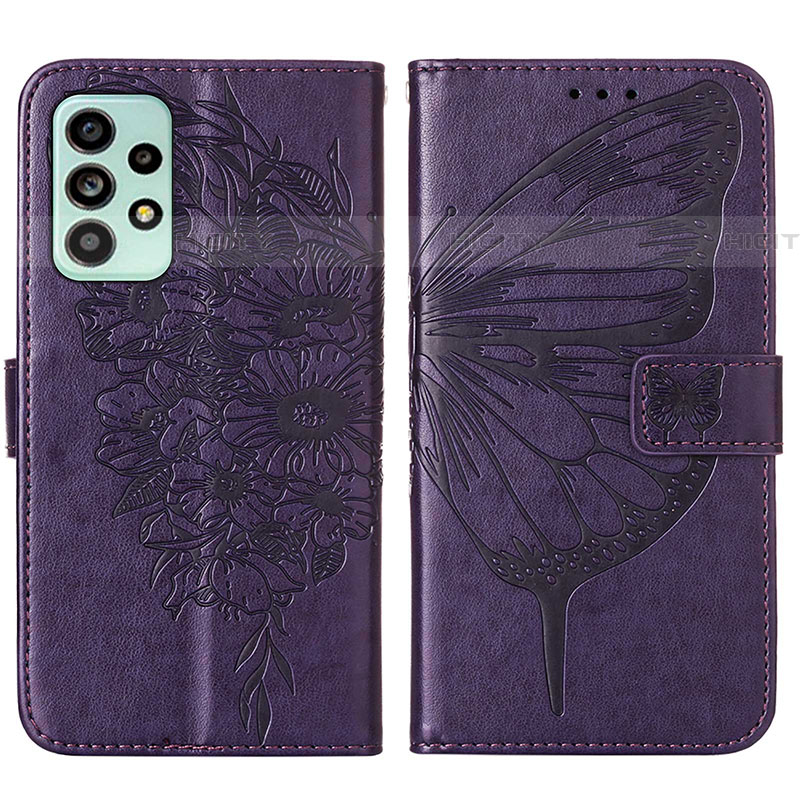 Handytasche Stand Schutzhülle Flip Leder Hülle Schmetterling Y01B für Samsung Galaxy A53 5G Violett