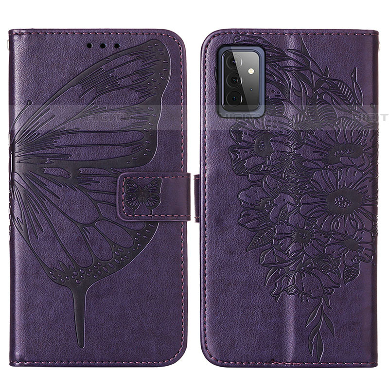 Handytasche Stand Schutzhülle Flip Leder Hülle Schmetterling Y01B für Samsung Galaxy A72 5G Violett