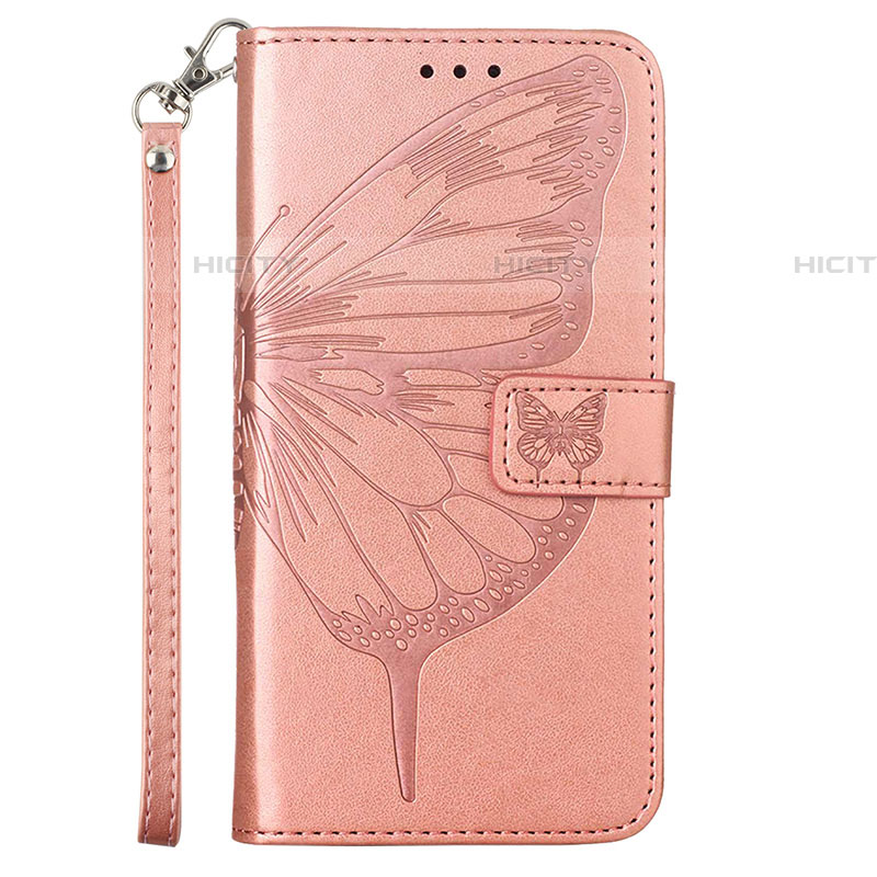 Handytasche Stand Schutzhülle Flip Leder Hülle Schmetterling Y01B für Samsung Galaxy A73 5G Rosegold