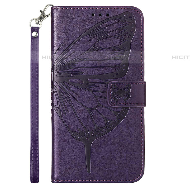 Handytasche Stand Schutzhülle Flip Leder Hülle Schmetterling Y01B für Samsung Galaxy A73 5G Violett Plus