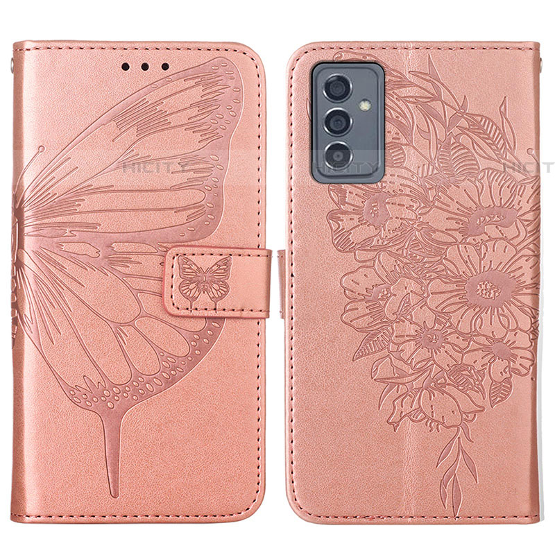 Handytasche Stand Schutzhülle Flip Leder Hülle Schmetterling Y01B für Samsung Galaxy F34 5G Rosegold Plus