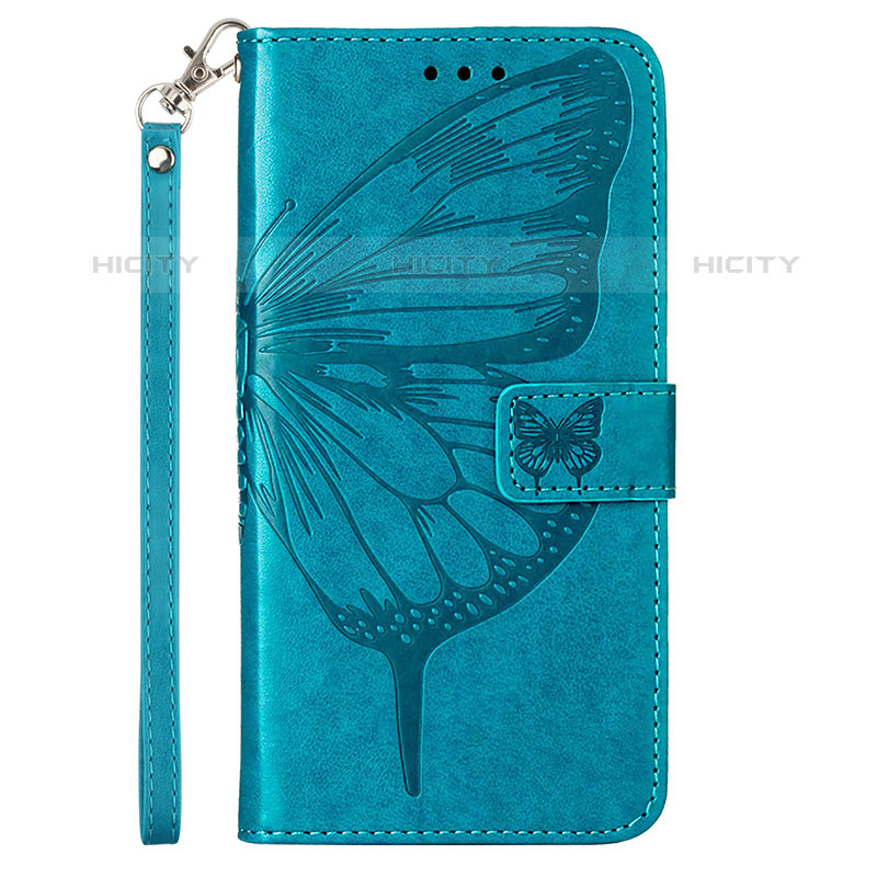 Handytasche Stand Schutzhülle Flip Leder Hülle Schmetterling Y01B für Samsung Galaxy M33 5G Blau