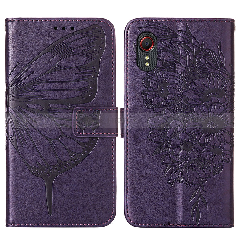 Handytasche Stand Schutzhülle Flip Leder Hülle Schmetterling Y01B für Samsung Galaxy XCover 5 SM-G525F Violett