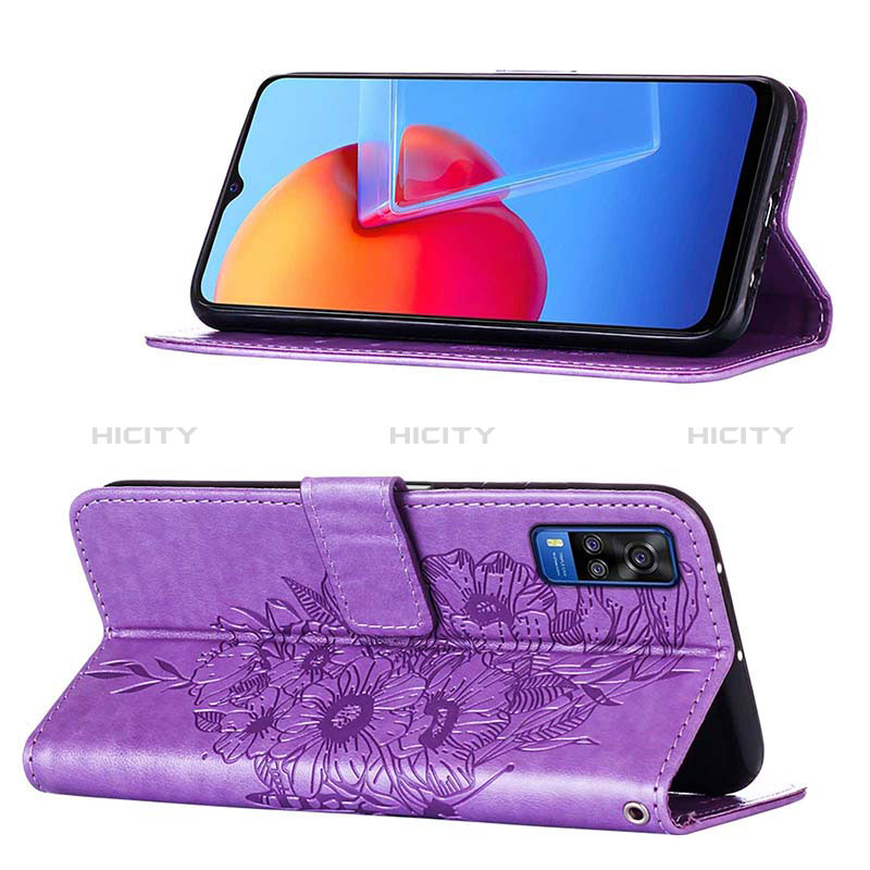 Handytasche Stand Schutzhülle Flip Leder Hülle Schmetterling Y01B für Vivo Y53s NFC groß