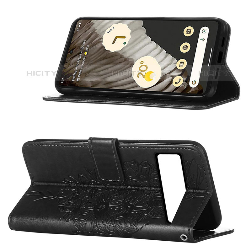 Handytasche Stand Schutzhülle Flip Leder Hülle Schmetterling Y02B für Google Pixel 8 5G groß