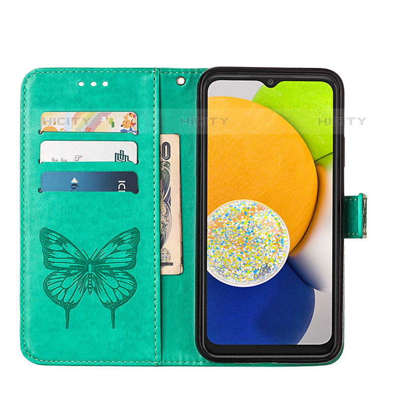 Handytasche Stand Schutzhülle Flip Leder Hülle Schmetterling Y02B für Samsung Galaxy A03 groß