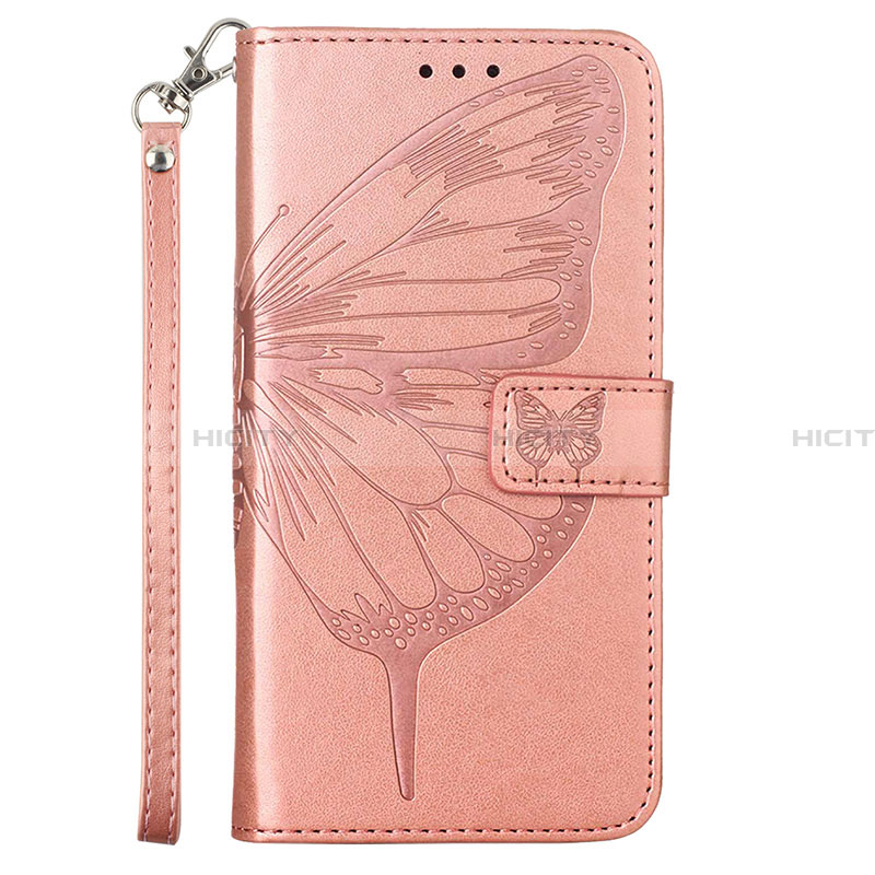 Handytasche Stand Schutzhülle Flip Leder Hülle Schmetterling Y02B für Samsung Galaxy A03 Core Rosegold Plus