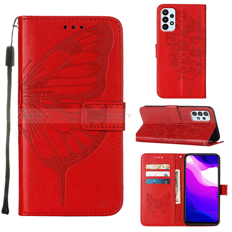 Handytasche Stand Schutzhülle Flip Leder Hülle Schmetterling Y02B für Samsung Galaxy A23 5G groß