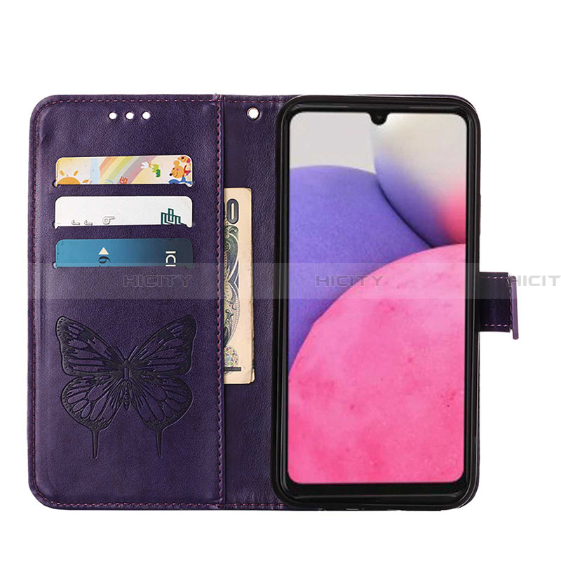 Handytasche Stand Schutzhülle Flip Leder Hülle Schmetterling Y02B für Samsung Galaxy A33 5G groß