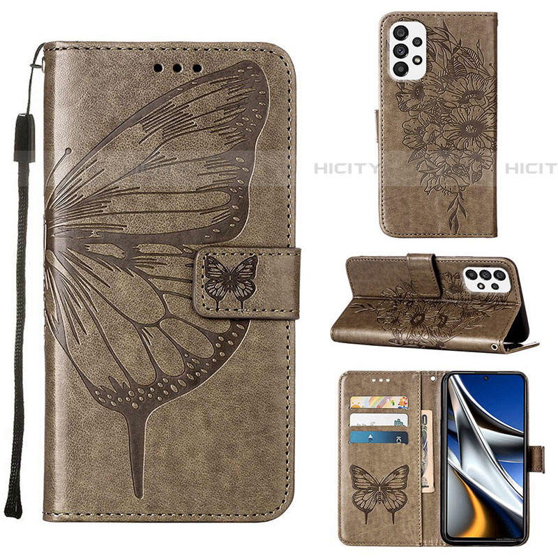 Handytasche Stand Schutzhülle Flip Leder Hülle Schmetterling Y02B für Samsung Galaxy A73 5G groß