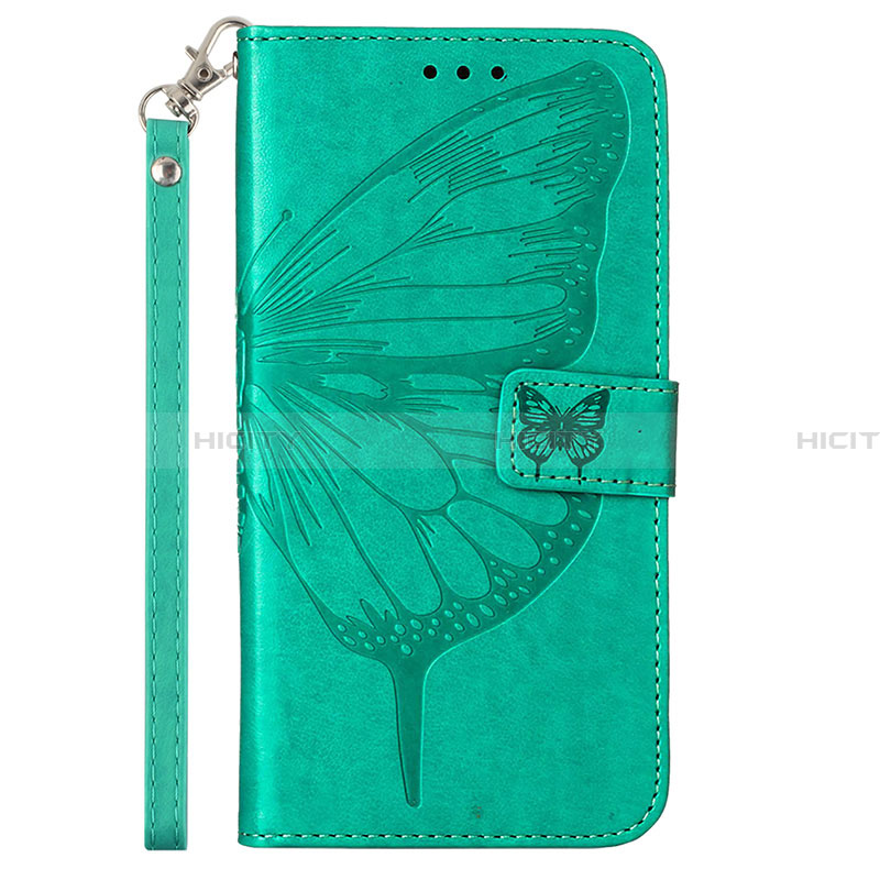 Handytasche Stand Schutzhülle Flip Leder Hülle Schmetterling Y02B für Samsung Galaxy F02S SM-E025F Grün Plus
