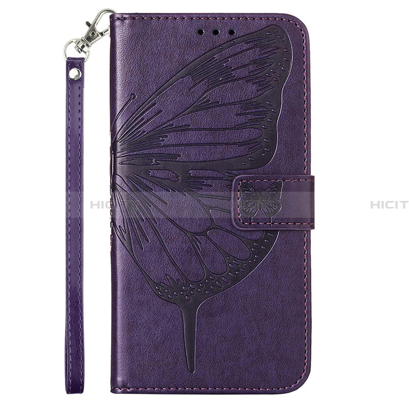 Handytasche Stand Schutzhülle Flip Leder Hülle Schmetterling Y02B für Samsung Galaxy F02S SM-E025F Violett Plus