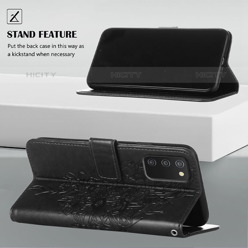 Handytasche Stand Schutzhülle Flip Leder Hülle Schmetterling Y02B für Samsung Galaxy M02s