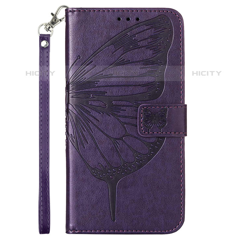 Handytasche Stand Schutzhülle Flip Leder Hülle Schmetterling Y02B für Samsung Galaxy M02s Violett Plus