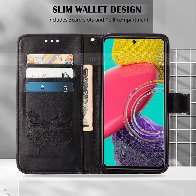 Handytasche Stand Schutzhülle Flip Leder Hülle Schmetterling Y02B für Samsung Galaxy M53 5G