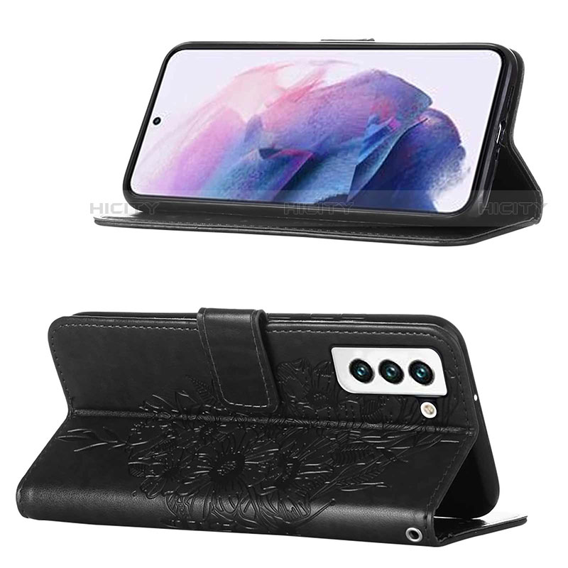 Handytasche Stand Schutzhülle Flip Leder Hülle Schmetterling Y06B für Samsung Galaxy S22 5G