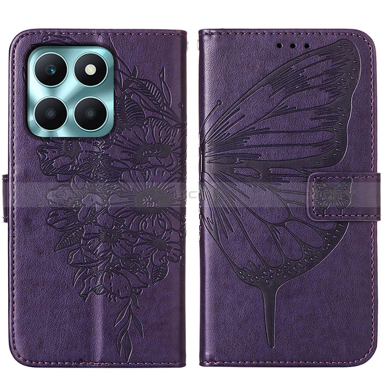 Handytasche Stand Schutzhülle Flip Leder Hülle Schmetterling YB1 für Huawei Honor X6a Violett Plus