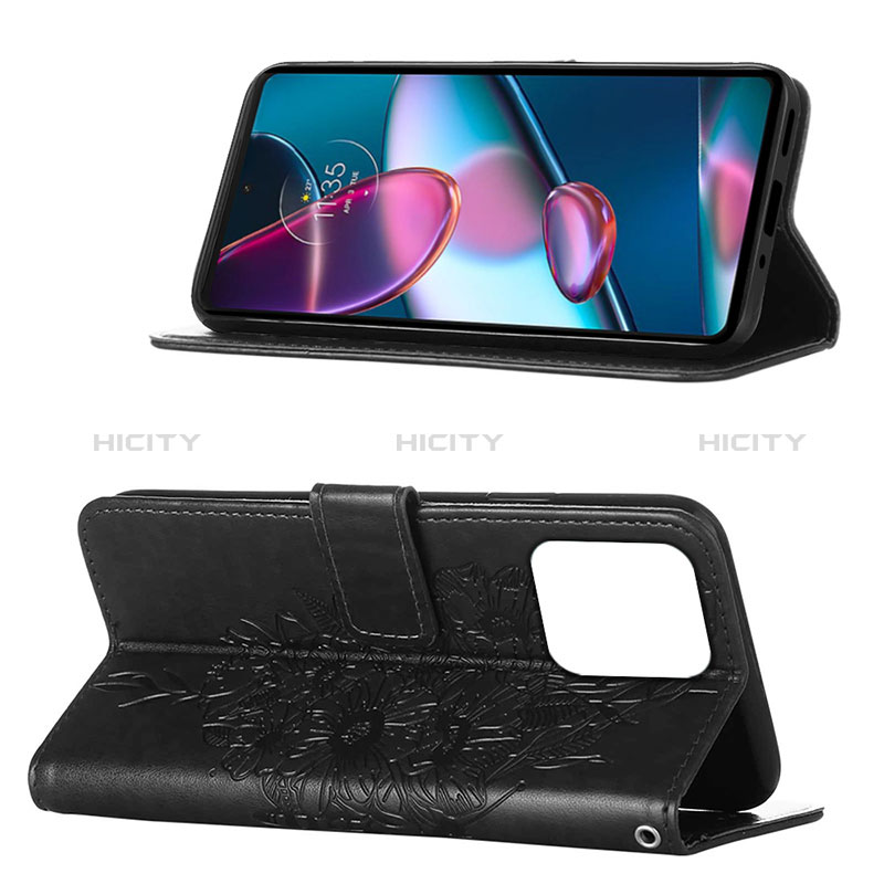 Handytasche Stand Schutzhülle Flip Leder Hülle Schmetterling YB1 für Motorola Moto Edge 40 Pro 5G groß