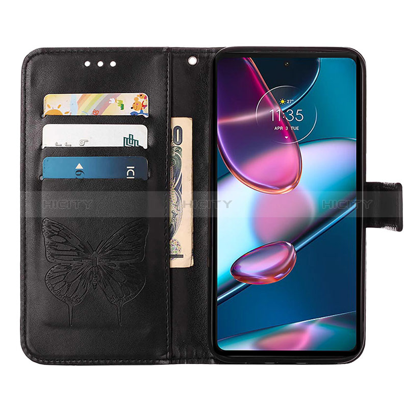 Handytasche Stand Schutzhülle Flip Leder Hülle Schmetterling YB1 für Motorola Moto Edge 40 Pro 5G groß