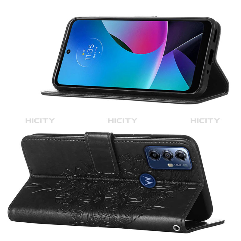 Handytasche Stand Schutzhülle Flip Leder Hülle Schmetterling YB1 für Motorola Moto G Play (2023) groß