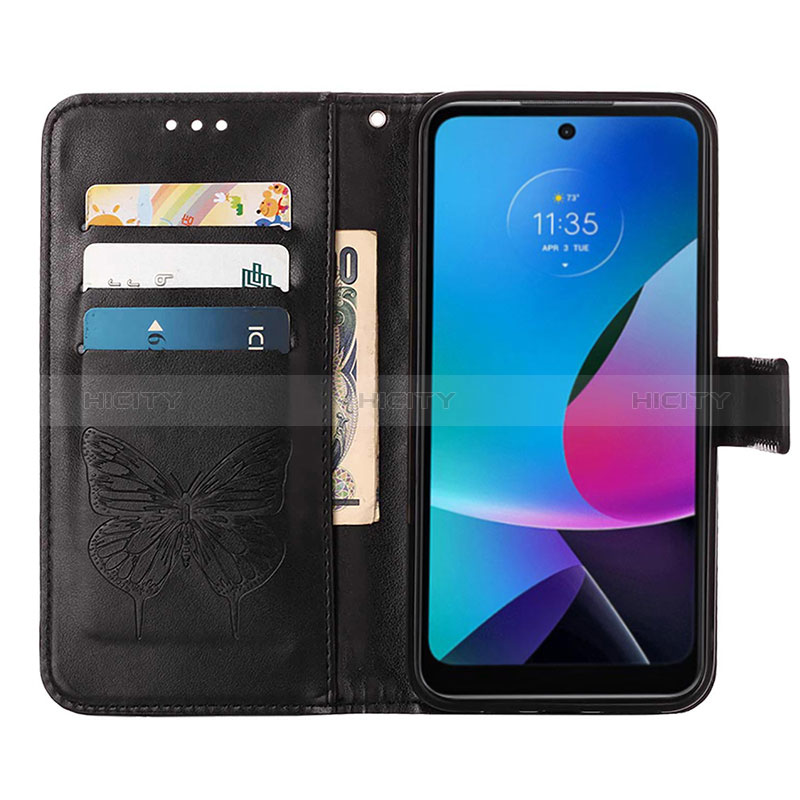 Handytasche Stand Schutzhülle Flip Leder Hülle Schmetterling YB1 für Motorola Moto G Play (2023) groß