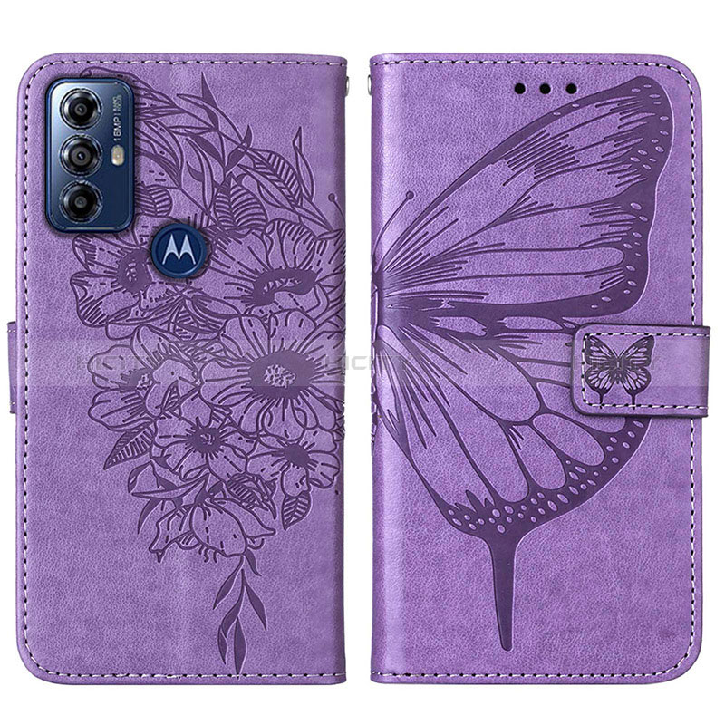 Handytasche Stand Schutzhülle Flip Leder Hülle Schmetterling YB1 für Motorola Moto G Play (2023) Helles Lila