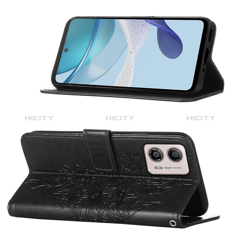 Handytasche Stand Schutzhülle Flip Leder Hülle Schmetterling YB1 für Motorola Moto G53j 5G