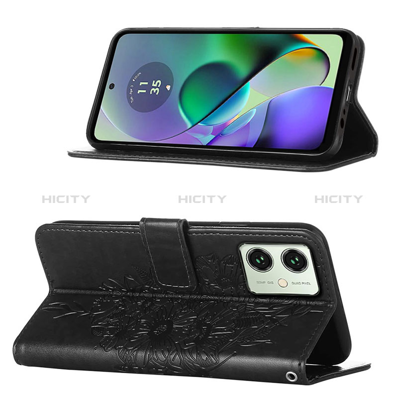 Handytasche Stand Schutzhülle Flip Leder Hülle Schmetterling YB1 für Motorola Moto G54 5G groß