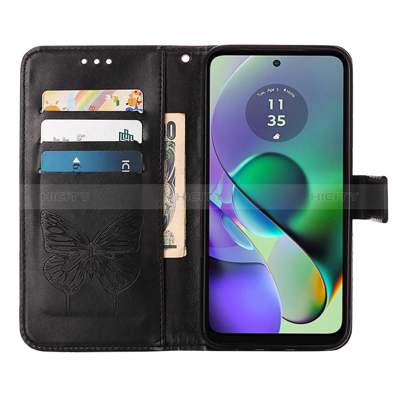 Handytasche Stand Schutzhülle Flip Leder Hülle Schmetterling YB1 für Motorola Moto G54 5G groß