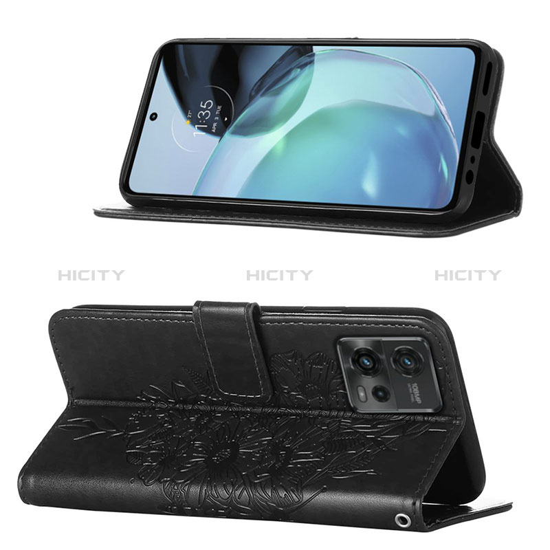 Handytasche Stand Schutzhülle Flip Leder Hülle Schmetterling YB1 für Motorola Moto G72