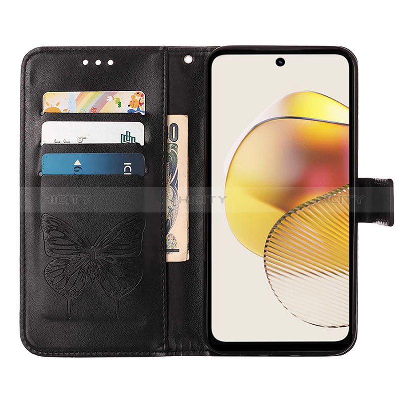 Handytasche Stand Schutzhülle Flip Leder Hülle Schmetterling YB1 für Motorola Moto G73 5G groß