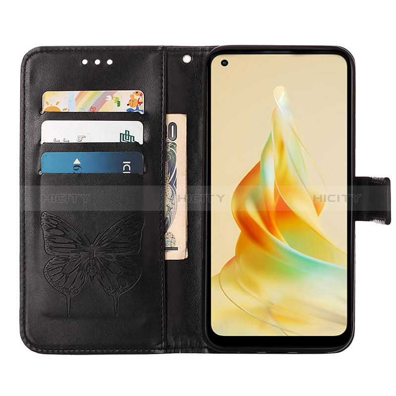 Handytasche Stand Schutzhülle Flip Leder Hülle Schmetterling YB1 für Oppo Reno8 T 4G