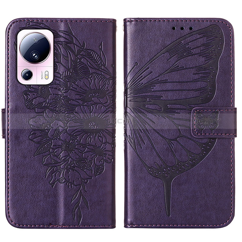 Handytasche Stand Schutzhülle Flip Leder Hülle Schmetterling YB1 für Xiaomi Civi 2 5G Violett Plus