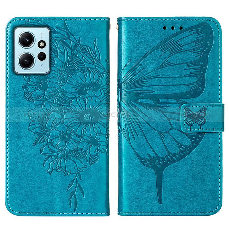 Handytasche Stand Schutzhülle Flip Leder Hülle Schmetterling YB1 für Xiaomi Redmi Note 12 4G Blau