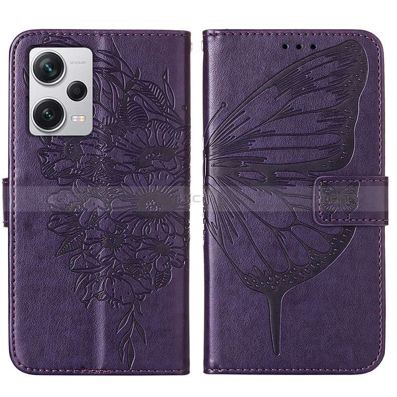 Handytasche Stand Schutzhülle Flip Leder Hülle Schmetterling YB1 für Xiaomi Redmi Note 12 Pro+ Plus 5G Violett