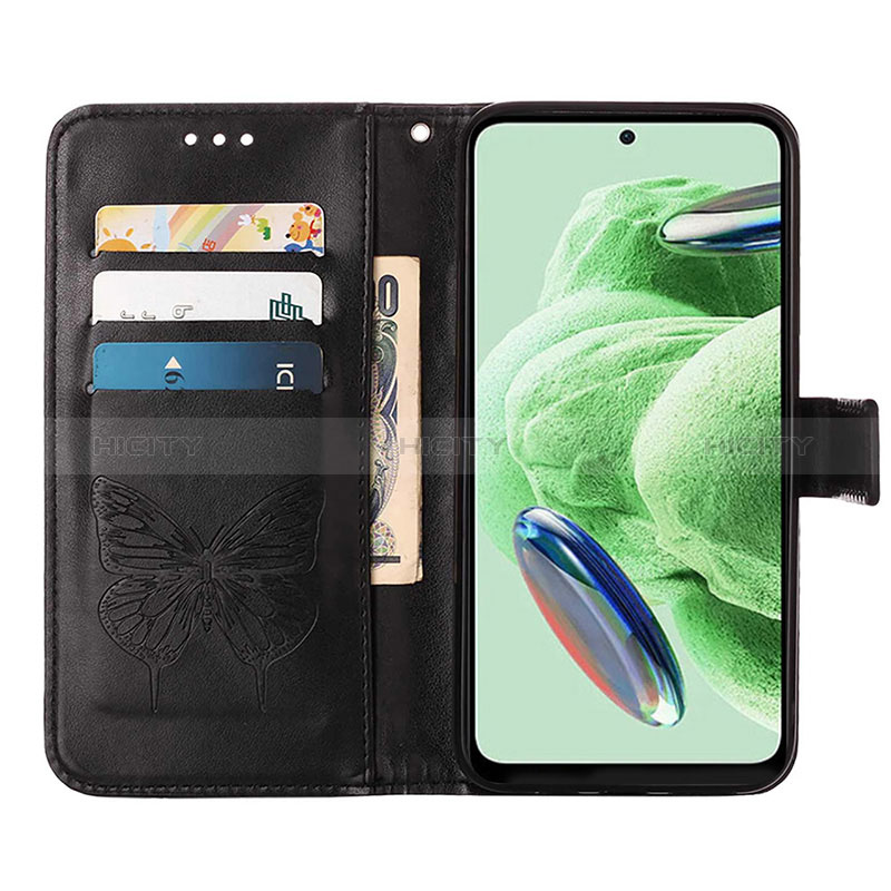 Handytasche Stand Schutzhülle Flip Leder Hülle Schmetterling YB2 für Xiaomi Redmi Note 12 5G groß