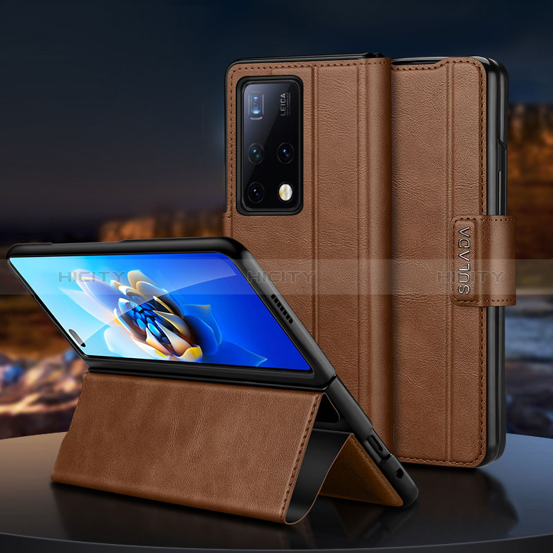 Handytasche Stand Schutzhülle Flip Leder Hülle SD1 für Huawei Mate X2 Braun