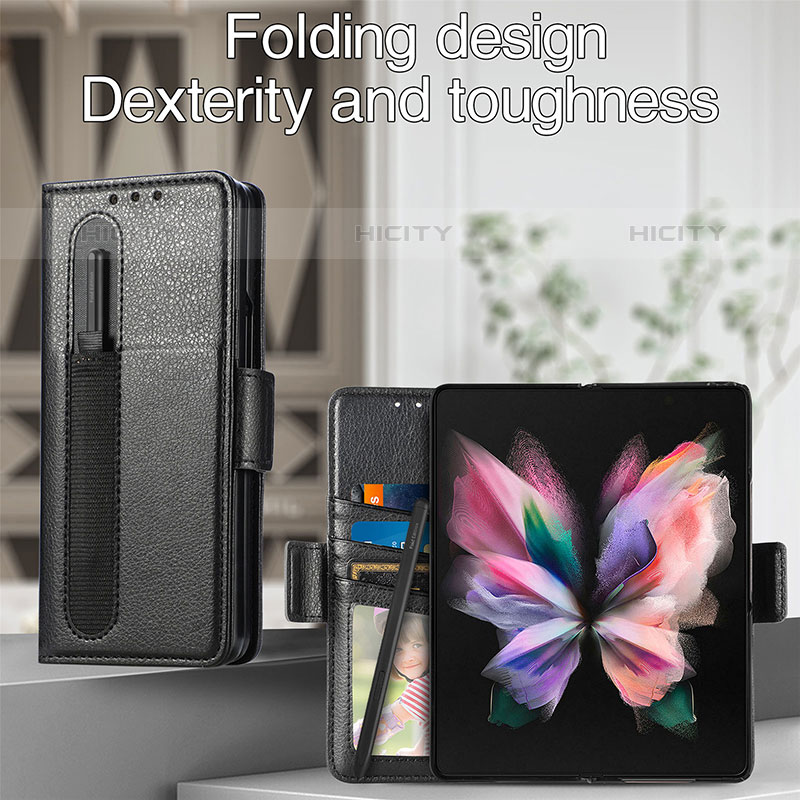 Handytasche Stand Schutzhülle Flip Leder Hülle SD1 für Samsung Galaxy Z Fold5 5G groß