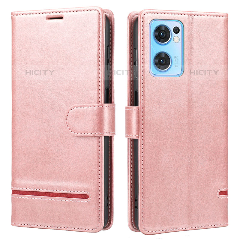 Handytasche Stand Schutzhülle Flip Leder Hülle SY1 für Oppo Reno7 SE 5G Rosa Plus