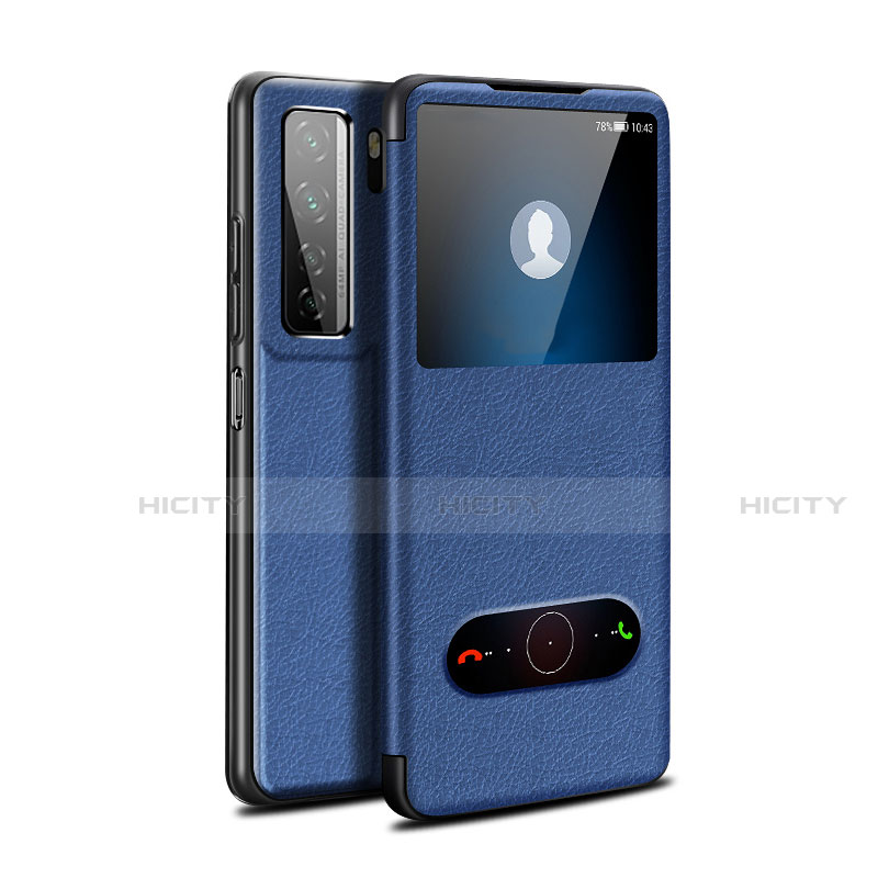 Handytasche Stand Schutzhülle Flip Leder Hülle T01 für Huawei Nova 7 SE 5G Blau Plus