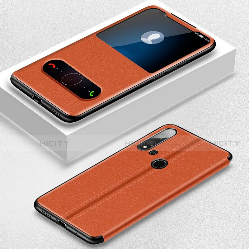 Handytasche Stand Schutzhülle Flip Leder Hülle T01 für Huawei P20 Lite (2019) Orange