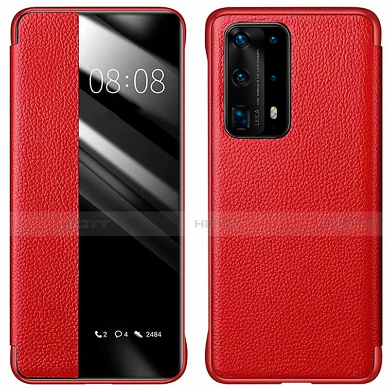 Handytasche Stand Schutzhülle Flip Leder Hülle T01 für Huawei P40 Pro+ Plus Rot