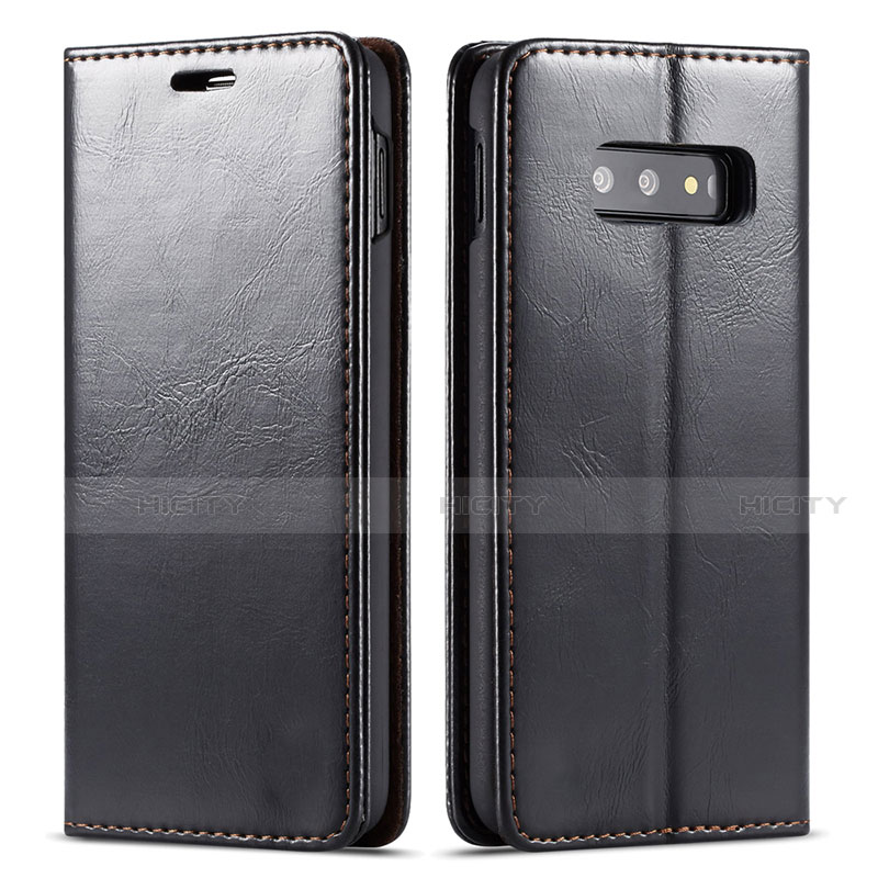 Handytasche Stand Schutzhülle Flip Leder Hülle T01 für Samsung Galaxy S10e Schwarz Plus