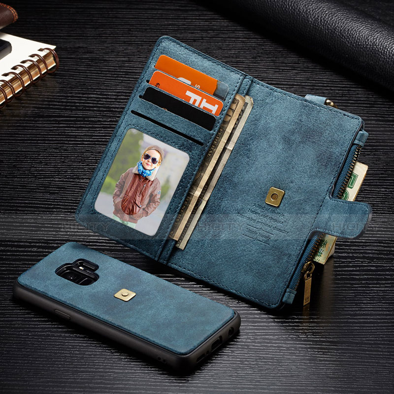 Handytasche Stand Schutzhülle Flip Leder Hülle T01 für Samsung Galaxy S9 Hellblau