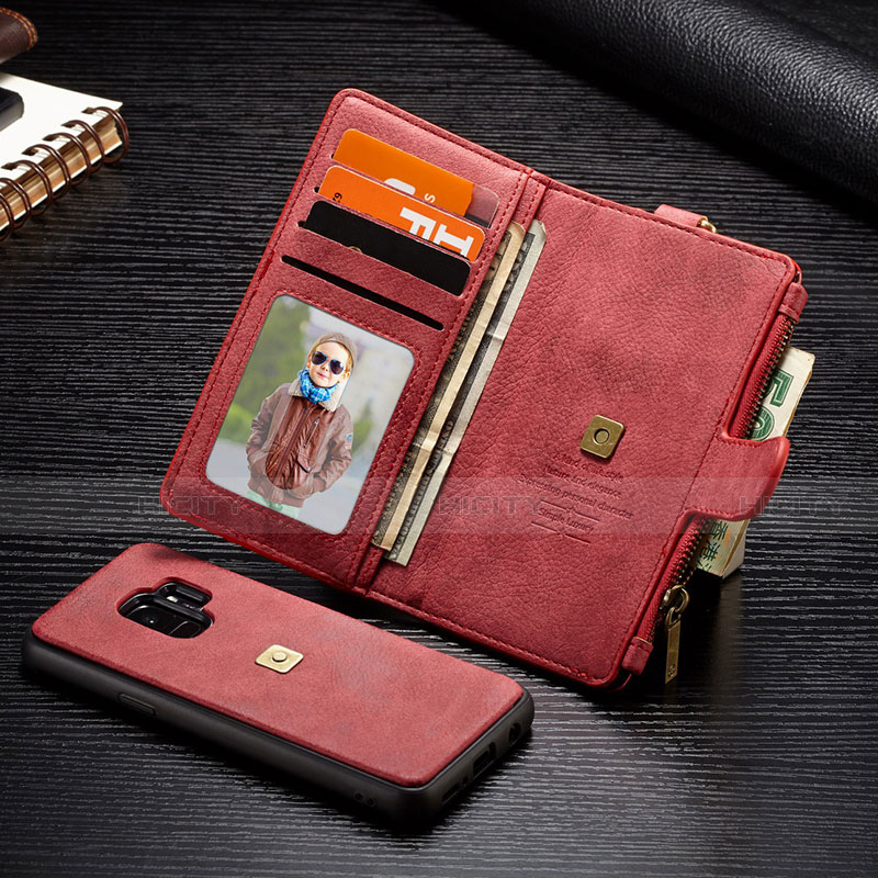 Handytasche Stand Schutzhülle Flip Leder Hülle T01 für Samsung Galaxy S9 Rot