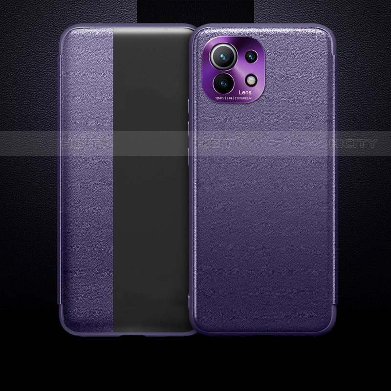 Handytasche Stand Schutzhülle Flip Leder Hülle T01 für Xiaomi Mi 11 Lite 5G NE Violett Plus