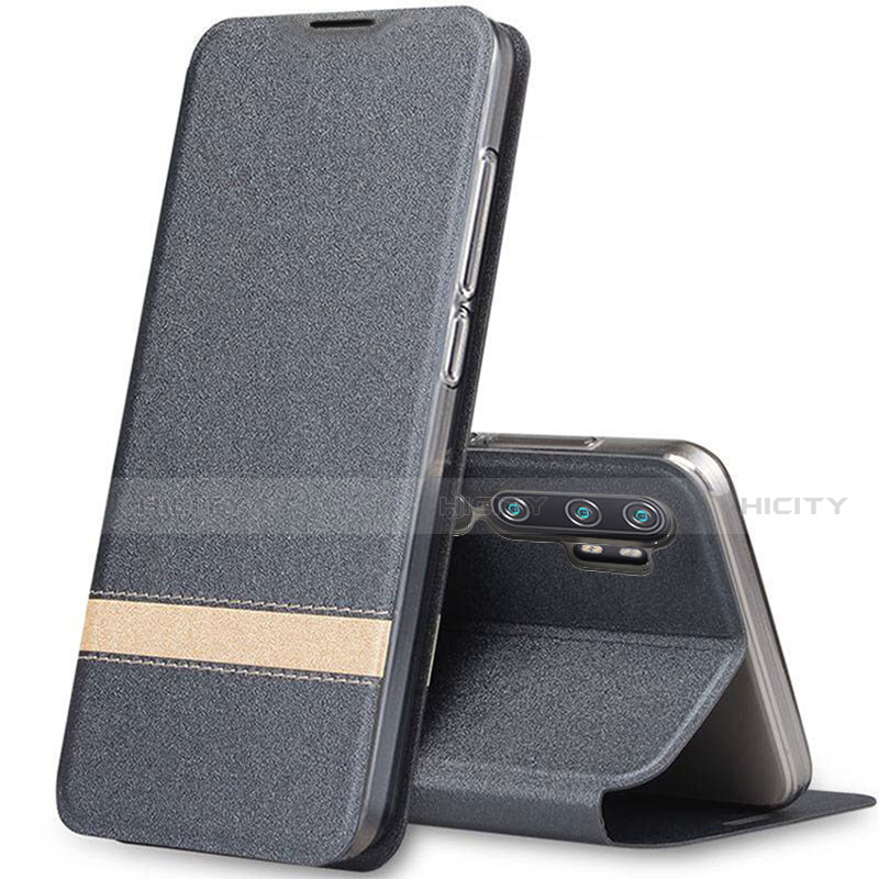 Handytasche Stand Schutzhülle Flip Leder Hülle T01 für Xiaomi Mi Note 10 Pro Grau