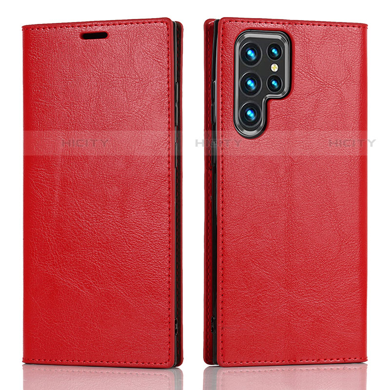 Handytasche Stand Schutzhülle Flip Leder Hülle T01D für Samsung Galaxy S21 Ultra 5G Rot