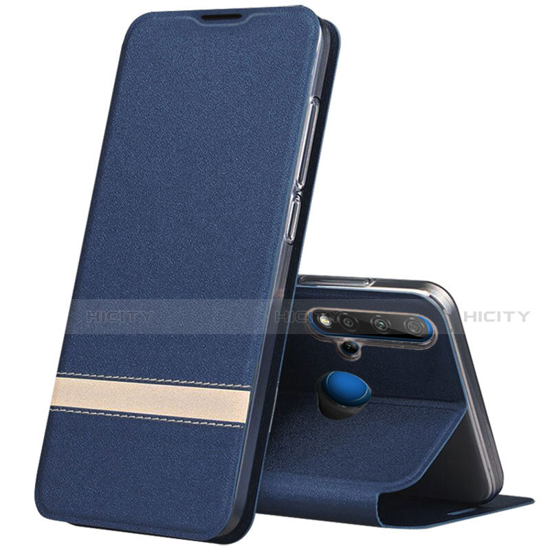 Handytasche Stand Schutzhülle Flip Leder Hülle T02 für Huawei Nova 5i Blau